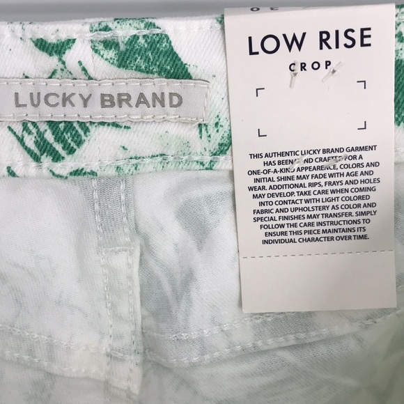 NEW Lucky Brand Low Rise Crop Jeans Palm Green/ White Tropical Print Sz 10/30 - Picture 11 of 14